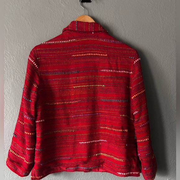 Coldwater Creek Artsy Folk Woven Jacket Red Eclectic | Size S - Picture 8 of 15